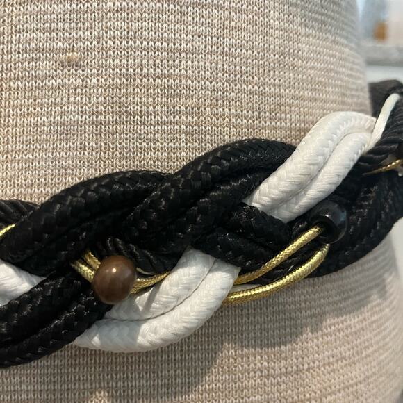 Size XS?/S/M Vintage Womens Belt Braided Rope 80s Maximalism Beaded main image 4